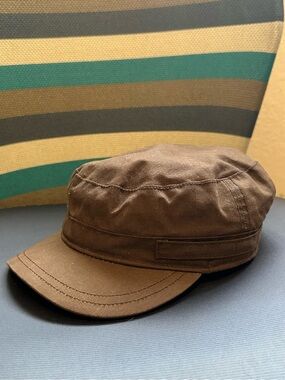 Woolrich Brown Waxed Cotton Sherpa/Fleece-Lined Outdoor Cap L